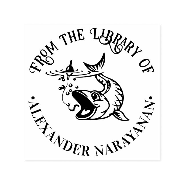 Fish Taking the Bait From the library of Book Name Self-inking Stamp (Design)