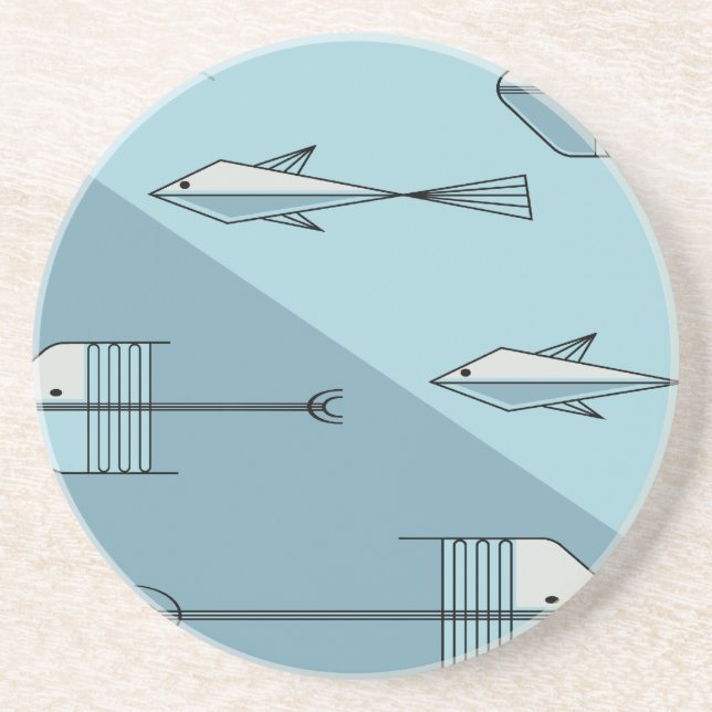 FISH TALE Coaster 4.5" AQUA (Front)