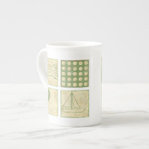 Fish Tale Woodblock Drawings by Chariklia Zarris Bone China Mug
