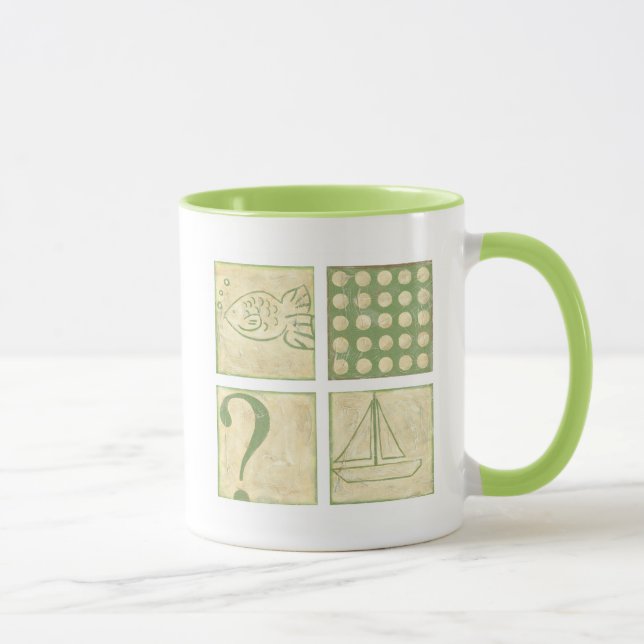 Fish Tale Woodblock Drawings by Chariklia Zarris Mug (Right)