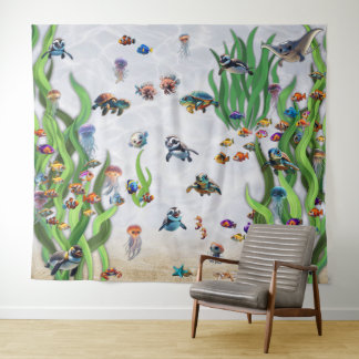Fish Tank 2 Photo Backdrop Wall Tapestry
