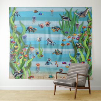 Fish Tank 3 Photo Backdrop Wall Tapestry