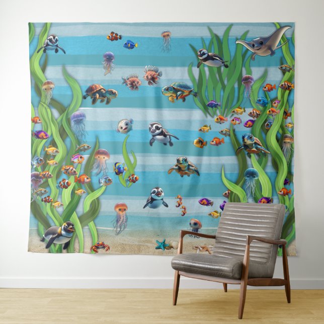 Fish Tank 3 Photo Backdrop Wall Tapestry  (In Situ (Horizontal))