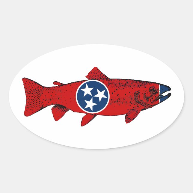 Fish Tennessee Trout Oval Sticker (Front)