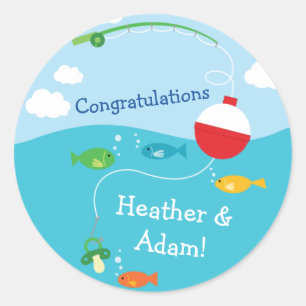 Fish Theme Fishing Baby Shower for Fishermen Classic Round Sticker