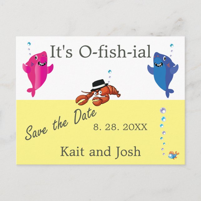 Fish Theme Lobster Mobster Wedding Postcard (Front)