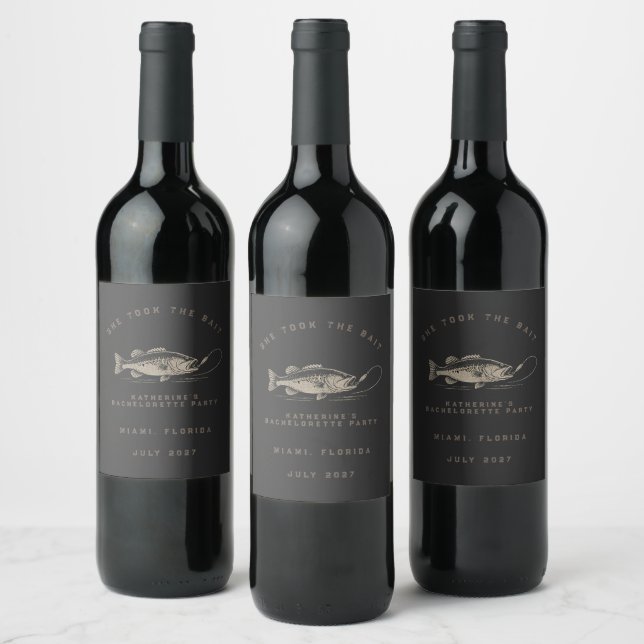 Fish Themed Custom Fishing Bachelorette Party Wine Label (Bottles)
