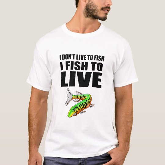 Fish to Live w/Firetiger Muskie Front Design T-Shirt