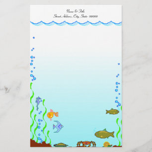 Fish Under The Sea Aquatic Personal Stationery