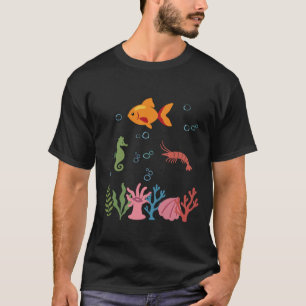 Fish Underwater Kids Seahorse Shrimp T-Shirt