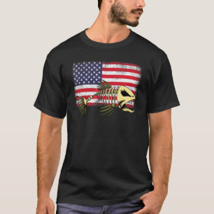 Fish Usa Flag Tee Skeleton Fish Bone Tees Sharp Te