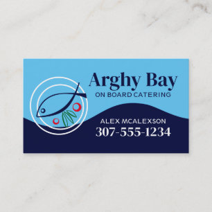Fish vegetable dinner plate chef catering busin... business card