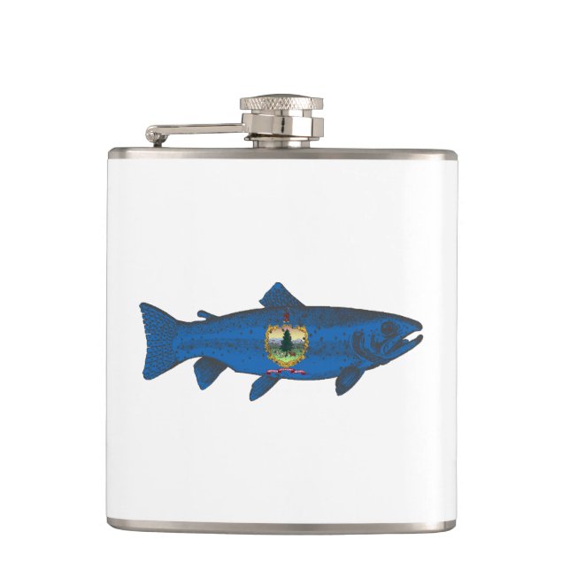 Fish Vermont Flag Trout Hip Flask (Front)
