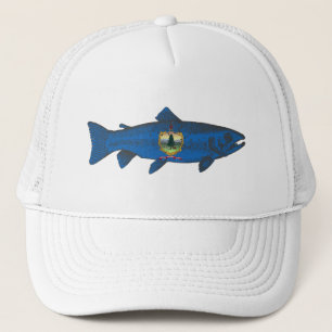 Fish Vermont Flag Trout Trucker Hat