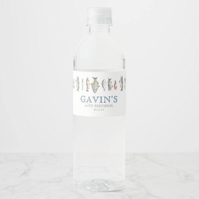 Fish water bottle labels, fish waters water bottle label (Front)