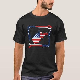 Fish West Virginia Fishing USA Flag Hook Fresh Wat T-Shirt