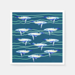 Fish Whale Animals Art Design  Napkins