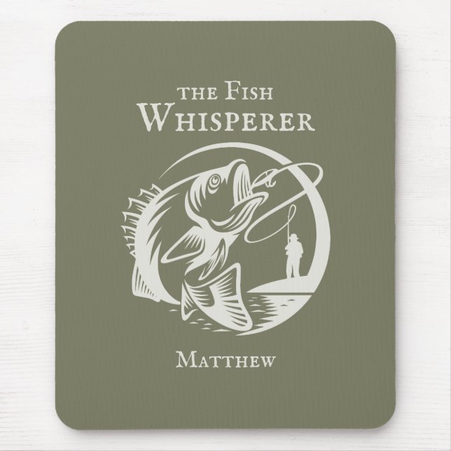 Fish Whisperer Funny Angler with Any Name Mouse Pad (Front)