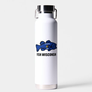 Fish Wisconsin Flag Water Bottle