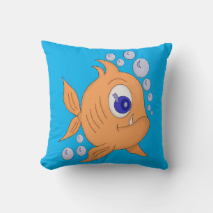 Fish with a sharp tooth throw pillow