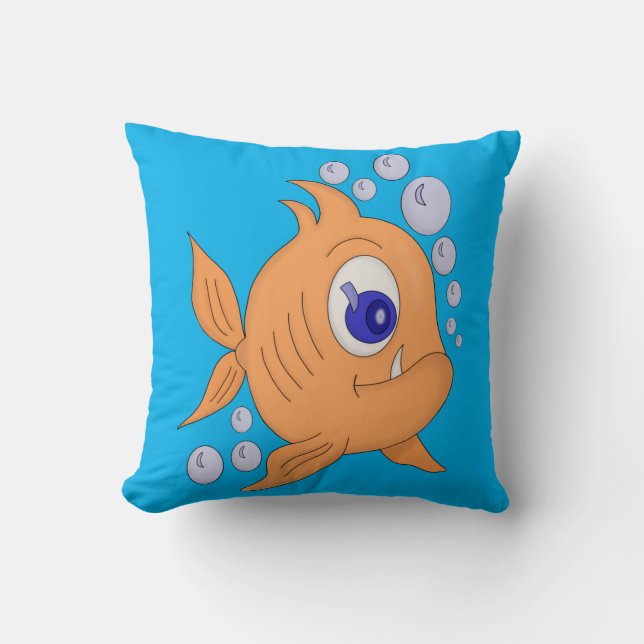 Fish with a sharp tooth throw pillow (Front)