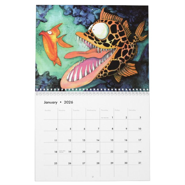 Fish With Attitude Collection by Mike Quinn Calendar (Jan 2026)