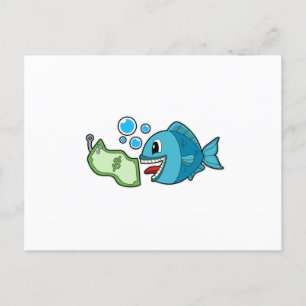 Fish with Bank note Postcard