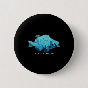 Fish With Fin, Environmental Protection, Climate P 2 Inch Round Button