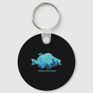 Fish With Fin, Environmental Protection, Climate P Keychain