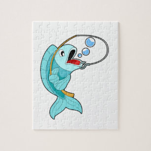 Fish with Fishing rod Jigsaw Puzzle