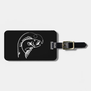 Fish with fishing rod luggage tag