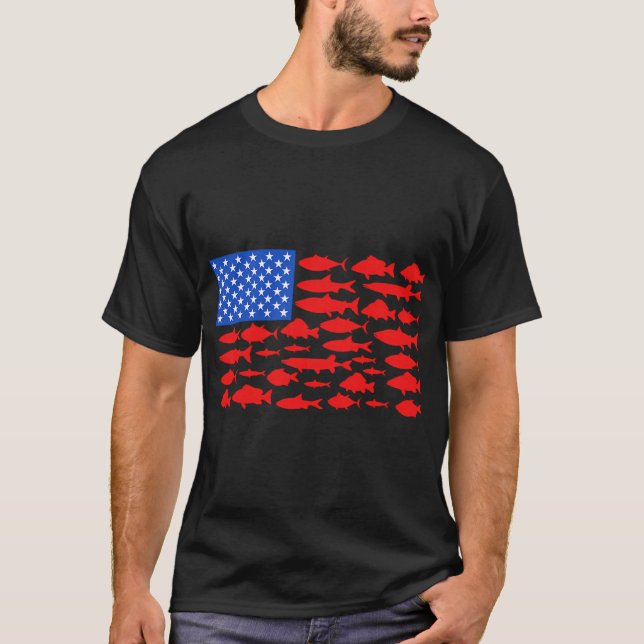 Fish with Fishing rod T-Shirt (Front)