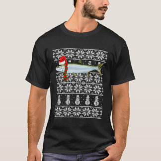 Fish Xmas Santa Hat Tarpon Ugly Christmas T-Shirt