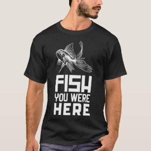 FISH YOU WERE HERE GOLFISH LOVE BLACK AND WHITE T-Shirt