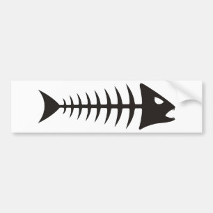 Fishbone fish bumper sticker
