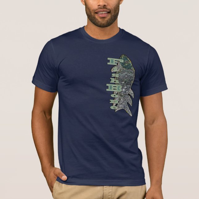 FishBone With Vertical Text T-Shirt (Front)