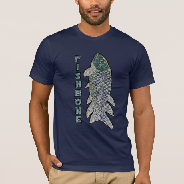 FishBone With Vertical Text T-Shirt (Front)