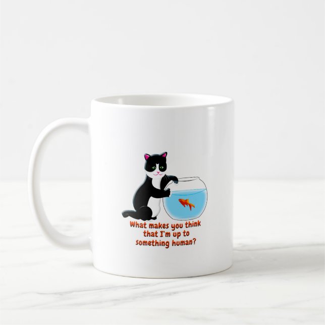 Fishbowl Cat Coffee Mug (Left)