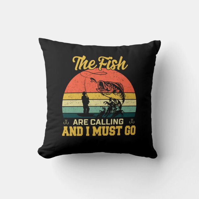 Fisher Art The Fish Are Calling Throw Pillow (Front)