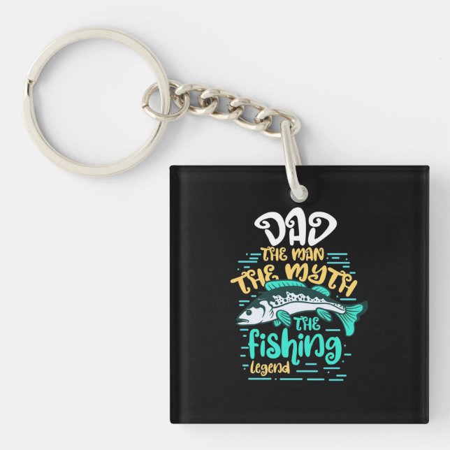 Fisher Dad The Fishing Legend Keychain (Front)