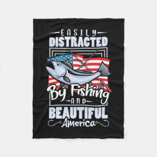 Fisher Easily Distracted By Fishing Fleece Blanket