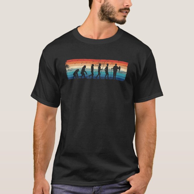 Fisher Evolution Retro Fishing Fisherman T-Shirt (Front)
