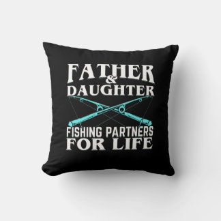 Fisher Father And Daughter Fishing Partner Throw Pillow