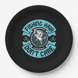 Fisher Fishing Hair Do Not Care Paper Plate