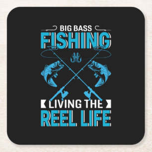 Fisher Gift Big Fishing Living The Life Square Paper Coaster
