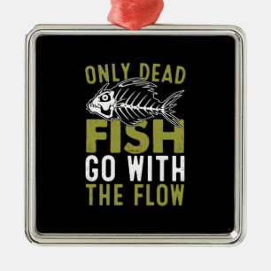 Fisher Gift Fish Go With The Flow Metal Ornament