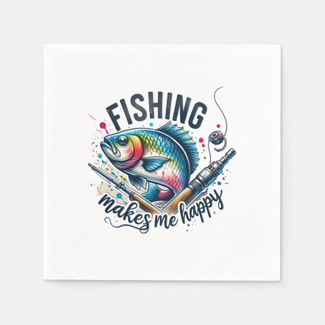 Fisher Gift Fishing Makes My Happy Napkin (Front)