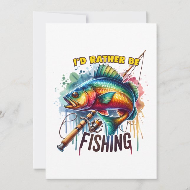 Fisher Gift I Would Rather Be Fishing Holiday Card (Front)