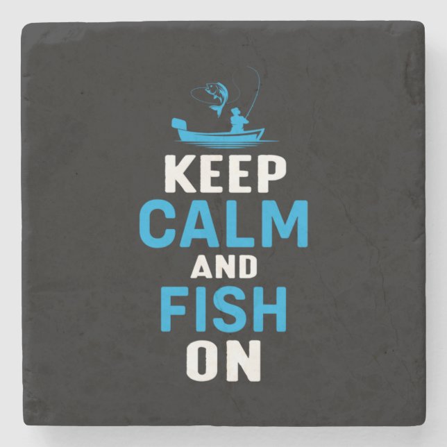Fisher Gift Keep Calm And Fish On Stone Coaster (Front)