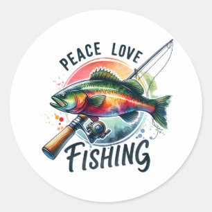 Fisher Gift Peace Love Fishing Classic Round Sticker